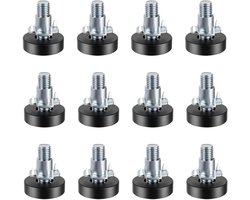Inovra Plus - Verstelbare meubelpoten met inslagmoeren - 12 stuks - Nivelleringspoten - M6 Ø 16 mm - Verstelschroef voor tafel, kast, stoel, bank - Meubelglijders voor stabiliteit