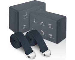 Inovra Plus - Yogablokken set 2 stuks met riem | Lichtgewicht EVA-schuim | Pilates accessoires | Hoge dichtheid anti-slip | Rekken en kracht verbetering