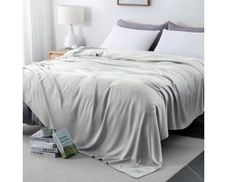 Inovra Plus - Zelfkoelend Bamboe Koeldeken 200 x 220cm - Zomerdeken van Bamboevezel - Grijs - Knus Woondeken met Koelvezels - Zachte Sprei voor Bank of Baby - Natuurlijke Bamboe Deken