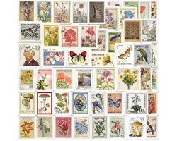 Inovra- Postzegelstickers 100 Stuks - Decoratieve Stickers - Scrapbook Stickers - Bullet Journal Stickers - Botanische Stickers - Doe-Het-Zelf Knutsel - Decoratiestickers