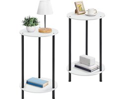 Inovra ® Ronde Bijzettafel Set van Twee met Veelzijdig Gebruik voor Woonkamer en Slaapkamer