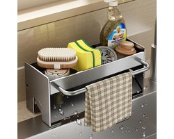 Inovra ® Ruimtebesparende Organisator voor Keuken- en Badkamergootsteen met Zelflozende Functie