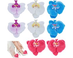 Inovra - Schoenklemmen in Vlinder Orchidee Vorm, 4 Stijlen, Decoratieve Accessoires met Zijden Doek - Set van 8