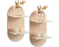 Inovra ® Stijlvolle Boheemse Houten Wandrekken voor Planten en Decoratie in Woonkamer en Slaapkamer