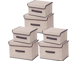 Inovra ® Stijlvolle en Praktische Opvouwbare Opbergdozen voor Thuisorganisatie met Deksel - Set van 6 Stuks