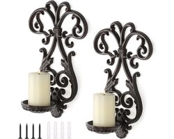 Inovra ® Stijlvolle Gietijzeren Wanddecoratie met Kaarsenhouders voor Sfeervolle Interieurs