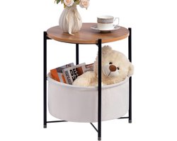 Inovra ® Stijlvolle Ronde Bijzettafel met Praktische Opbergruimte voor Woonkamer en Slaapkamer