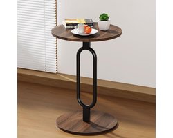 Inovra ® Stijlvolle Ronde Bijzettafel van Hout met Walnoot Look voor Woonkamer
