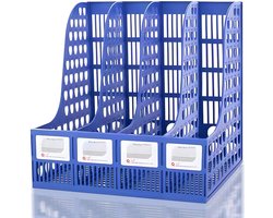 Inovra- Tijdschriftenhouder met 4 Compartimenten - A4 Documenten - Boekensteun - Lectuurbak - Krantenbak - Ideaal voor Kantoor en Thuis - 30.5 x 26.5 x 31 cm - Documenthouder