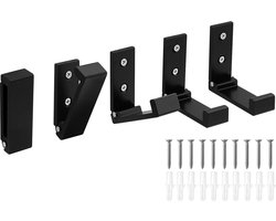 Inovra ® Verpakkingspakket van 5 opvouwbare haken Muurhaken - Zwarte opvouwbare kapstokhaken Aluminiumlegering Hoge prestatie haken voor handdoeken Jassen Hoeden Koptelefoons Tassen Keukengerei