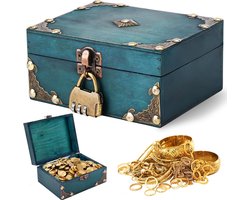 Inovra ® Vintage Houten Schatkist met Combinatieslot voor Decoratie en Opslag