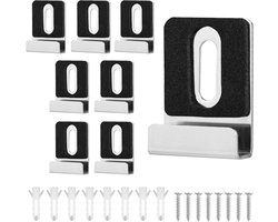 Inovra - Zware Spiegeltje Ophangsysteem - Set van 8 - Spiegelhouder met Schroeven en Rubberen Pads - Voor Frameless Montage - Wandtegel Reclamebord - Zilverkleurig