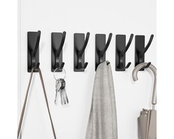 Inovra ® Zwarte klevende haken extra sterk: haken zonder boren Houdt tot 6 kg vast – Verpakking van 6 roestvrije metalen kledinghaken