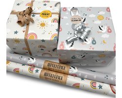 Inpakpapier Kind - 2 rollen 70CM - Cadeaupapier - Baby - Inpakken - Jongen - Meisje - Kraamcadeau