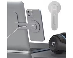 InsaneGoods® Magnetische Telefoonhouder Laptop & Monitor – MagSafe Smartphone Houder – Dual Screen – Aluminium Zilver