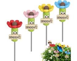 Insectendrinkbakken, verpakking van 4 - Tuinbijendrinkbakken - Bijendrinkstation, charmante drinkbak voor wilde bijen en insecten - Geschikt voor tuinen, balkons of terrassen - 4 kleuren