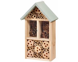 Insectenhotel - groen - 29 x 10 x 17 cm - hout - insectenhuis / bijenhotel