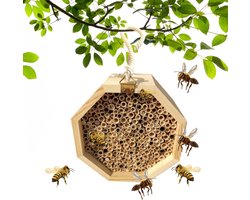 Insectenhotel - Insectenhuis - Speciaal ontworpen voor bijen en wilde bijen - Massief hout - Hangend bijenhotel en nestkast - Stevig en duurzaam - Weerbestendig
