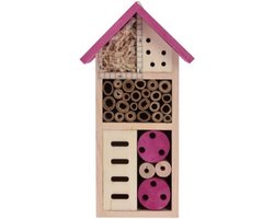 Insectenhotel met ophanghaakje voor in de Tuin – 26x13x8,5 cm - Terras - Balkon - Bijen - Natuurmonumenten | Tuindecoratie