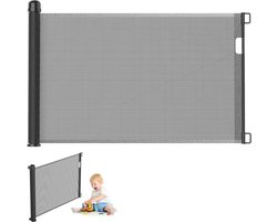 Insectenwerend rolgordijn uittrekbaar 0-180 cm zwart voor baby's en dieren van leer voor binnen en buiten