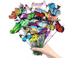 Insert Vlinder 3D Stereoscopische Simulatie Vlinder Enige laag Vlinder Insert Staaf PVC Party Tuin Outdoor Decoratie Verfrissing 25pcs