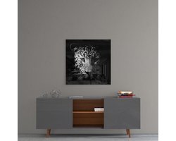 Insigne Glazen Schilderijen - Dieren - Luipaard glasschilderij - Grijs - Wit - wanddecoratie - 80×80 cm | 4 mm