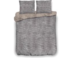 Inspirations Dekbedovertrek Washed Fiber Dark Grey – Sand 140 x 200/220 cm