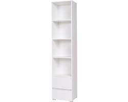 InspireMe -  Boekenkast  - Moderne woonkamer meubelplanken vitrine boekenkasten 45x34x204 (BxDxH)  M01 Moon (WIT)