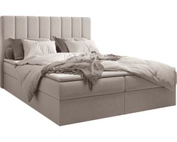 InspireME Boxspring Bed 01 - Bed - Comfortabel topmatras - Met hoofdeindeTot 300KG - Opbergruimte - 140x200 Trinity 32 - Zilver