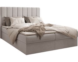 InspireME Boxspring Bed 01 - Bed - Comfortabel topmatras - Met hoofdeindeTot 300KG - Opbergruimte - 160x200 Trinity 32 - Zilver