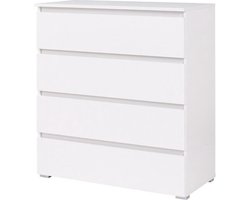 InspireMe- Dressoir met 4 lades - Commode - Kast -(BxDxH 92cm-41cm-97 cm) - Moon 04 WIT