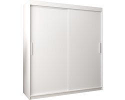 InspireMe - Kledingkast met 2 schuifdeuren, Modern-stijl, Kledingkast met planken (BxHxD): 180x200x62 - TORM 180 Wit Mat