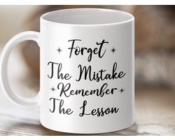 inspirerende mok, motiverende mok, koffiemok cadeau, positieve quote, vergeet fout, leer de les, uniek cadeau idee, inspiratie cadeau, dagelijkse motivatie, lerende les mok, mok voor haar, unieke mok, koffie kop