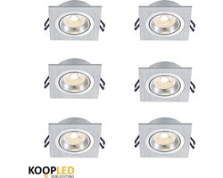 Instant Light inbouwspot - GU10 armatuur 6 stuks - dimbaar 3000K - kantelbaar zilver