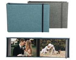 Insteekalbum 10x15 voor 200 Foto's - 2 Stuks, Linnen Omslag met Bindlint, Perfect voor Reizen, Bruiloften en Verjaardagen