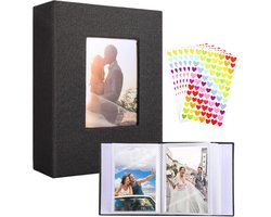 Insteekalbum voor 100 foto's 10x15, zwart linnen fotoalbum voor familiefoto's