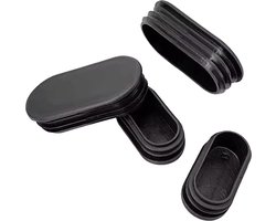 Insteekdop Stoel en Tafel 25x50mm - Stoelpootdop Insteek - Ovaal - Zwart - set van 4