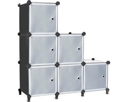 Insteekplank 6 kubussen opbergsysteem combinatieplanken met deuren plankkubus voor woonkamer, slaapkamer, badkamer