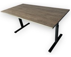 Instelbaar bureau (in hoogte verstelbaar) - logan donker eiken - zwart onderstel - 140 x 80 - NIEUW - height adjustable desk - gaming desk - computertafel - thuiswerken