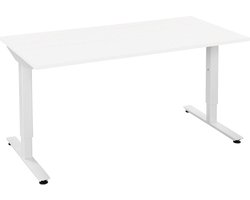 Instelbaar bureau (in hoogte verstelbaar) - wit blad - wit onderstel - 200 x 80 - NIEUW - height adjustable desk - gaming desk - computertafel - thuiswerken