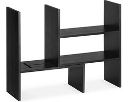 Instelbare Bamboe Bureau Organizer - Aanpasbare Desk Tidy Module - Bureau Opbergrekken - Zwart