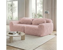 Intebiki 2 Zits Hoekbank - Modulair Zonder Montage Met Kussens - Zacht Pluche - ergonomische ondersteuning - Voor Kleine Woonkamer Of Studio - roze