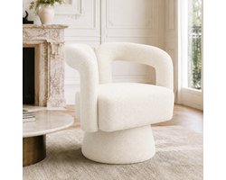Intebiki fauteuil - 360-graden rotatie loungestoel - eetkamerstoelen - keukenstoelen - Fluwelen - zithoogte 44 cm - geschikt voor slaapkamers en woonkamers - beige