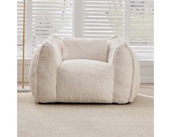 Intebiki fauteuil - Loungestoel - zitzakstoel - Hoogdichtheid Versnipperd Schuim - loveseat - Ergonomische Rugleuning - Relaxstoel voor Woonkamer en Slaapkamer - Draagvermogen 200 kg - beige