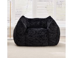 Intebiki fauteuil - Loungestoel - zitzakstoel - Hoogdichtheid Versnipperd Schuim - loveseat - Ergonomische Rugleuning - Relaxstoel voor Woonkamer en Slaapkamer - Draagvermogen 200 kg - zwart