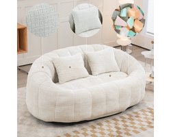 Intebiki fauteuil - loveseat - Corduroy Stof- gaming stoel - loungestoel - met Ergonomisch Ontwerp zitzak stoel- 145 x 95 x 63 cm -Inclusief drie kussens - Geschikt voor slaapkamers en kantoren - beige