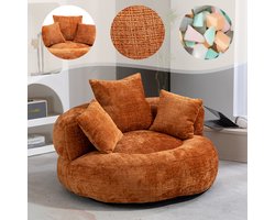 Intebiki fauteuil - loveseat - Zitzak Stoel - Corduroy Stof-gaming stoel - loungestoel - met Ergonomisch Ontwerp - 108 x 108 x 52 cm -Inclusief drie kussens - Geschikt voor slaapkamers en kantoren - Oranje