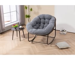 Intebiki fauteuil - schommelstoel tuin buiten - loungestoel - rotan tuinstoel - geschikt voor balkons, gangen, tuinen, achtertuinen en patio's - Grijs