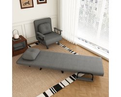 Intebiki opvouwbare loungestoel voor buiten - vrijetijdsstoel ligstoel fauteuil 3-in-1 multifunctionele stoel - In 5 standen verstelbare rugleuning – Fluwelen – 180° verstelbaar – Grijs