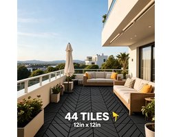 Intebiki Vloertegels - Composiet Terrastegels met Kliksysteem - 44 Stuks - 30x30 cm - Waterdicht - Balkonvloer - Geschikt voor Binnen- en Buitengebruik - Donkergrijs - Terrastegels met Kliksysteem - Geschikt voor Zwembad, Balkon, Achtertuin, etc.
